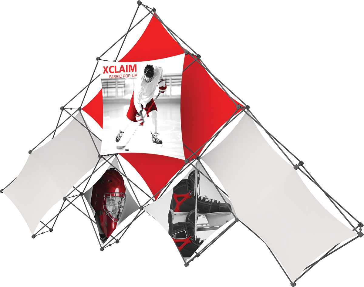 XClaim 10 Quad Pyramid Fabric Pop Up Display Kit 1