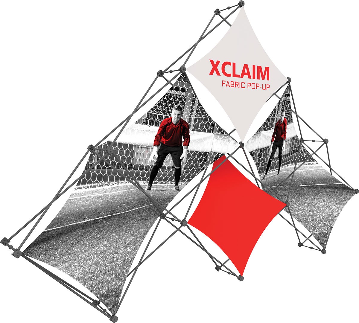 XClaim 6 Quad Pyramid Fabric Pop Up Display Kit 1