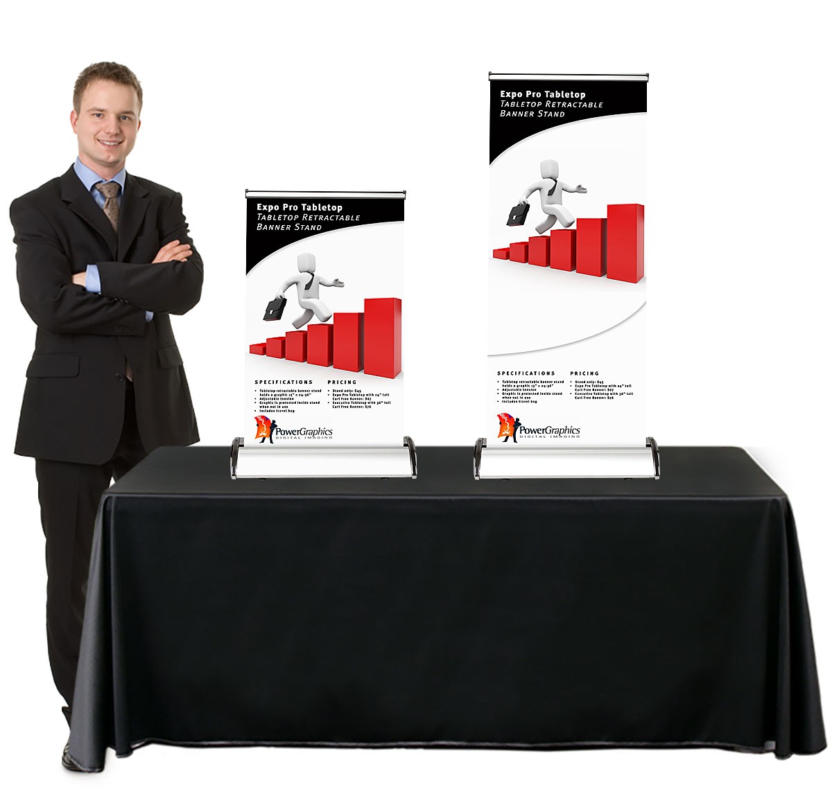 Expo Pro Table Top Retractable Table Top Banner | TradeShowDisplayPros.com